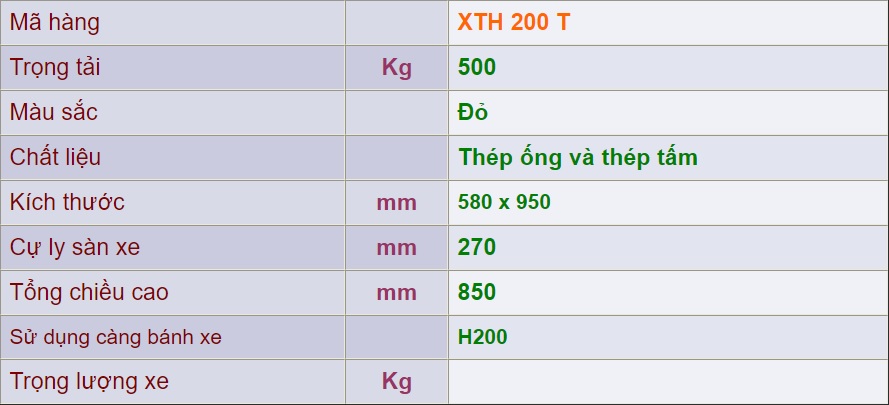 thông số kỹ thuật xth 200 t